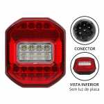 Lanterna traseira LED 12V bicolor (cristal / vermelha) sem luz de placa lado direito/esquerdo universal