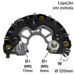 Retificador do alternador 65A / 70A / 75A / 85A / 90A Bosch GCB2 / KCB1 Chevrolet GM Corsa Vectra Fiat Palio Siena Strada Iveco Daily Mercedes-Benz Classe A Volkswagen Gol Logus Parati Pointer Quantum Santana Saveiro G2 G3 G4 - ligações
