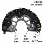 Retificador do alternador 90A Bosch KCB1 Iveco Daily - ligações