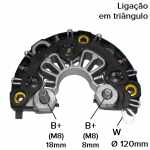 Retificador do alternador 80A Bosch NCB1 Agrale Case Iveco EuroCargo New Holland Randon Volkswagen Constellation Delivery Worker - ligações