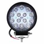 Farol auxiliar LED redondo 115 x 115 mm com 14 LEDs cor azul 9-80V DC 48W 6500-7000K impermeável IP67 universal para máquinas agrícolas e diversos veículos