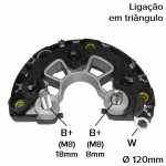 Retificador do alternador 120A Bosch NCB1 Chevrolet GM Astra Vectra Zafira Iveco Daily Porsche 911 Boxster - ligações
