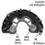 Retificador do alternador 100A Bosch KCB2 Renault Clio Espace Laguna Logan Mégane Sandero Scénic - ligações