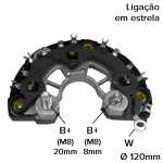 Retificador do alternador 70A Bosch GCB2 Chevrolet GM Astra Celta Classic Corsa Meriva Montana Vectra Zafira - ligações