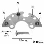 Retificador do alternador 40A / 60A Bosch / Wapsa AR Ford Cargo - ligações