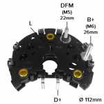 Retificador do alternador 70A / 90A Bosch KC Ford Courier Fiesta Ka - ligações