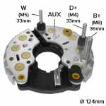 Retificador do alternador 80A Bosch NL1 Mercedes-Benz 712 914 915 1215 1218 1418 1618 1938 2423 2428 2638 Actros OF1417 - ligações