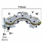 Retificador do alternador 60A / 90A Hitachi Donghui (China) Changnan (Chana) Effa Towner pick-up (picape) van (para modelos bicudos)