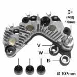 Retificador do alternador 70A / 75A Valeo SG7S Chevrolet GM Celta Meriva Fiat Doblò Palio Stilo Peugeot 206 Renault Clio Kangoo Logan Sandero Twingo - ligações