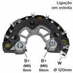 Retificador do alternador 70A / 90A Bosch KCB1 Audi A3 A4 A6 S3 TT Fiat Ducato Iveco Daily Mercedes-Benz Sprinter Seat Volkswagen Golf Passat Polo (c/ diodos de 60A)