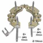 Retificador do alternador 90A Denso Toyota Hilux (c/ 8 diodos) - ligações
