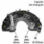 Retificador do alternador 136A Bosch NCB2 Dodge Ram 2500 - ligações