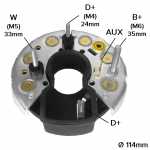 Retificador do alternador 35A / 45A / 55A / 65A Bosch K1 Case Fiat-Allis Ford Cargo Iveco EuroCargo Komatsu Massey Ferguson Mercedes-Benz Scania Valmet Volkswagen Worker Volvo N10 N12 NL10 NL12 B7R B10 B12 B58 - ligações