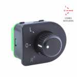 Botão/interruptor controle/ajuste retrovisor elétrico Volkswagen VW Gol Saveiro Voyage G5 G6 2008 até 2016 CrossFox Fox SpaceFox 2009 até 2013 Golf 1998 até 2013