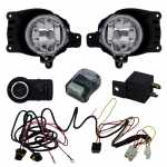 Kit farol auxiliar de milha (longo alcance) com lente de vidro para lâmpada H27 com botão interruptor e chicotes Chevrolet GM Cobalt Onix Spin Sonic Novo Prisma