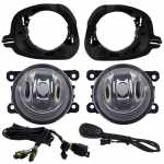 Kit farol auxiliar de milha (longo alcance) com lente de vidro para lâmpada H11 com botão interruptor e chicote Renault Clio Duster Logan Oroch Sandero