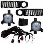 Kit farol auxiliar de milha (longo alcance) com lente de vidro para lâmpada H3 com botão interruptor, moldura e chicote Volkswagen Gol Parati Saveiro G3