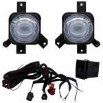 Kit farol auxiliar de milha (longo alcance) com lente de vidro para lâmpada H3 com botão interruptor, moldura e chicote Volkswagen Gol Parati Saveiro G3