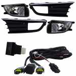 Kit farol auxiliar de milha (longo alcance) com lente de policarbonato para lâmpada H8 com botão interruptor moldura e chicote Volkswagen Gol Parati Saveiro G6