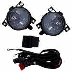 Kit farol auxiliar de milha (longo alcance) com lente de vidro para lâmpada H3 com botão interruptor e chicote Volkswagen CrossFox Fox 2003-2009