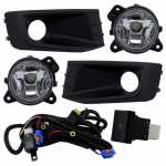 Kit farol auxiliar de milha (longo alcance) com lente de vidro para lâmpada HB4 com botão interruptor moldura e chicote Volkswagen Saveiro G6