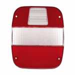 Lente para lanterna traseira bicolor (cristal / vermelha) lado direito/esquerdo Ford Cargo Troller T4 Volkswagen caminhão Constellation Delivery Worker (com pisca branco)