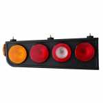 Conjunto de lanterna traseira tricolor (âmbar / cristal / vermelha) com lente diamantada e lanterna lateral lado esquerdo Randon carrocerias